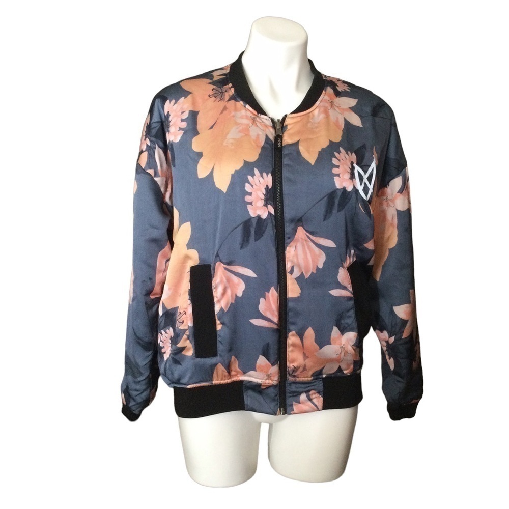 MinkPink Midnight‎ Romance Floral Reversible Bomber Jacket